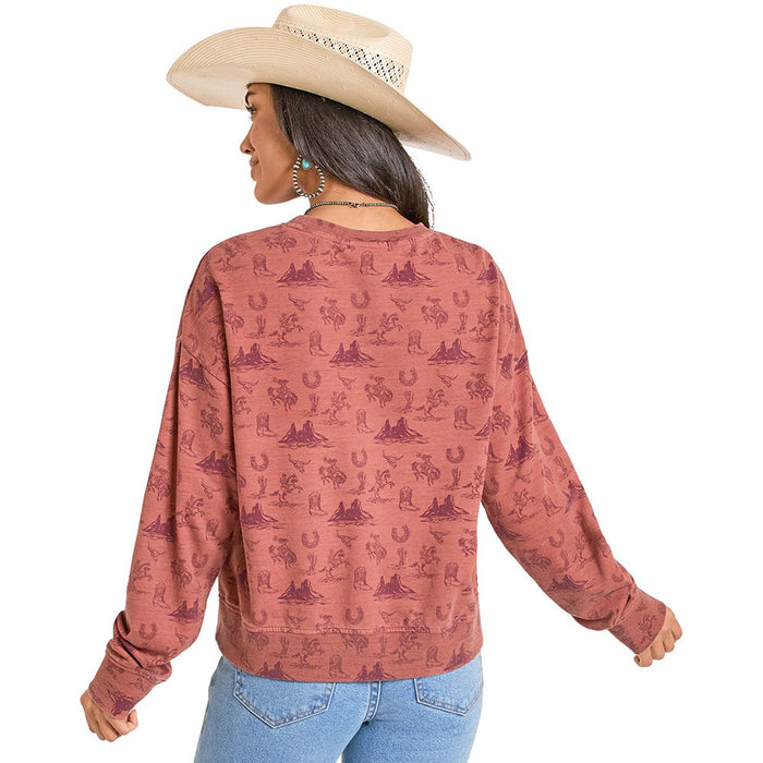 Rock & Roll Denim Women's Rust Conversational Pullover