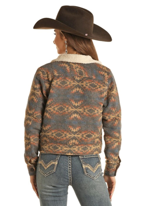 Rock & Roll Denim Women's Charcoal Sherpa Jacket