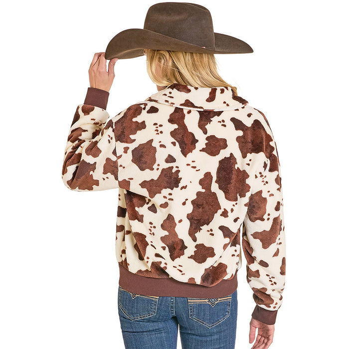 Rock & Roll Denim Women's Brown Cow Print Jacket