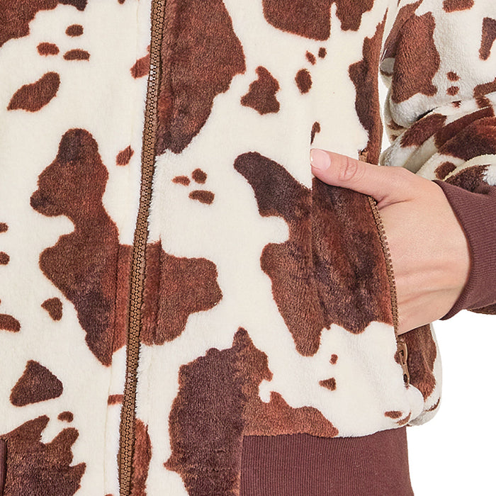 Rock & Roll Denim Women's Brown Cow Print Jacket