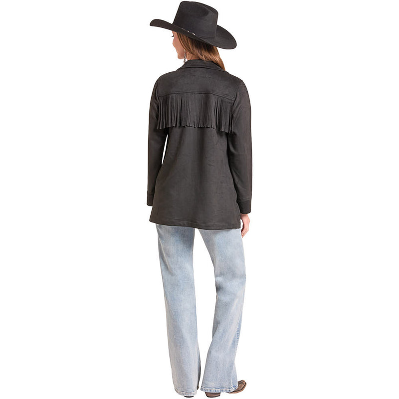 Rock & Roll Denim Women's Black Fringe Studded Jacket