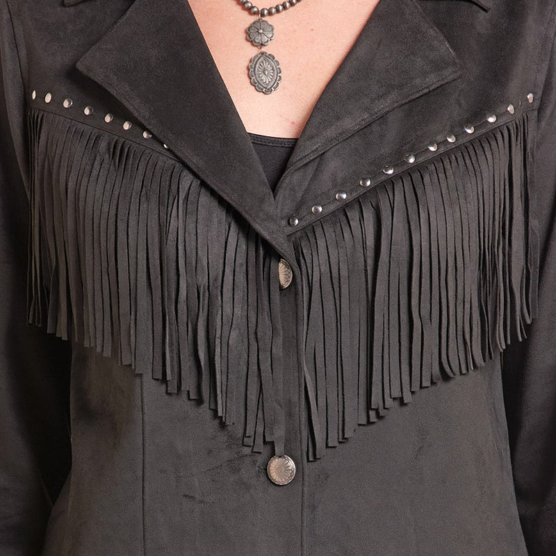Rock & Roll Denim Women's Black Fringe Studded Jacket