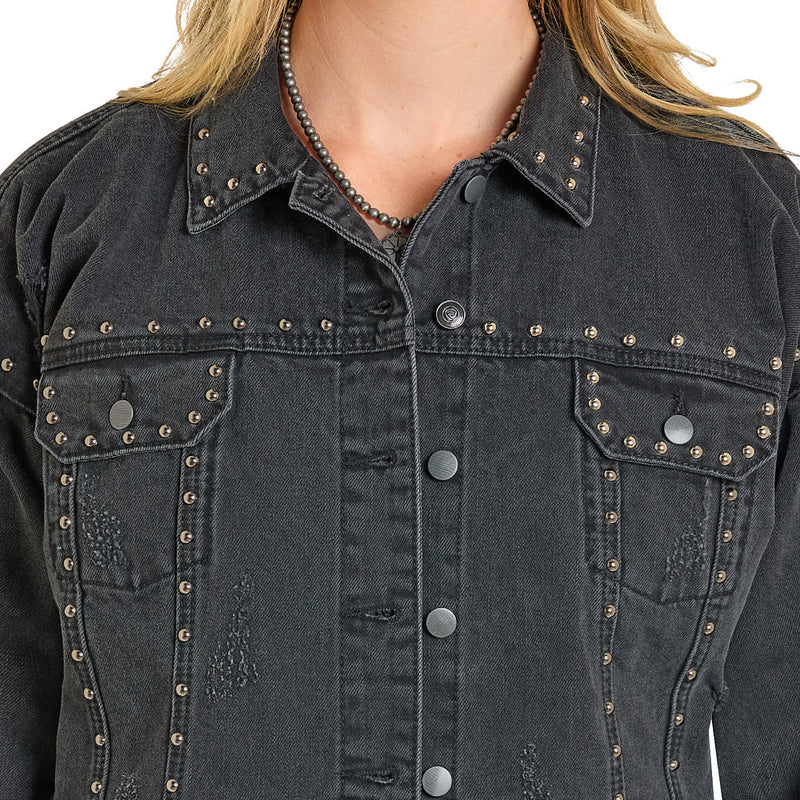 Rock & Roll Denim Women's Black Studded Denim Jacket