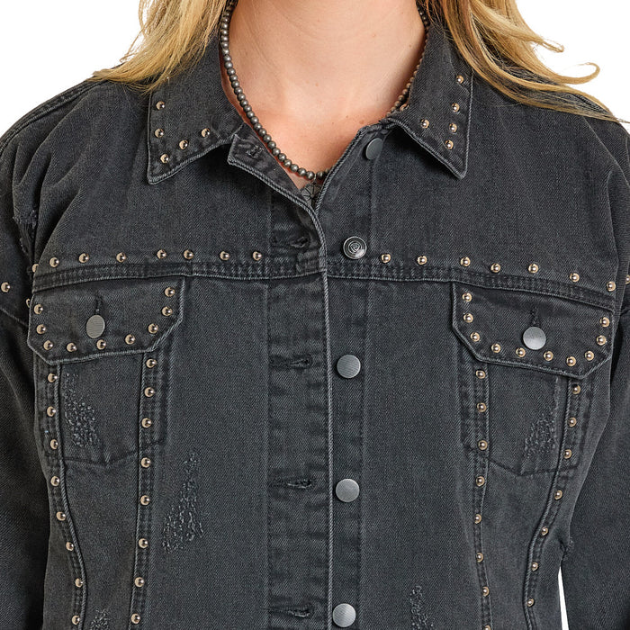 Rock & Roll Denim Women's Black Studded Denim Jacket