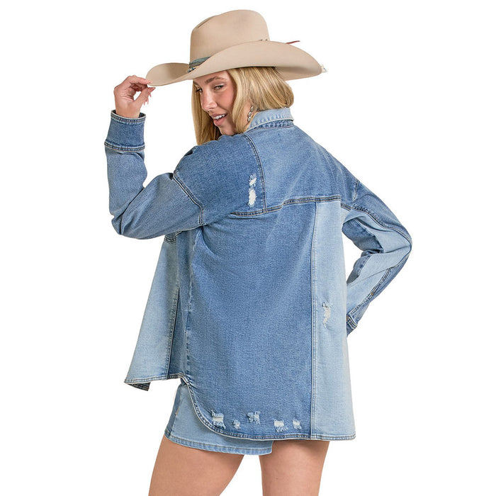 Rock & Roll Denim Women's Multi Tone Shacket