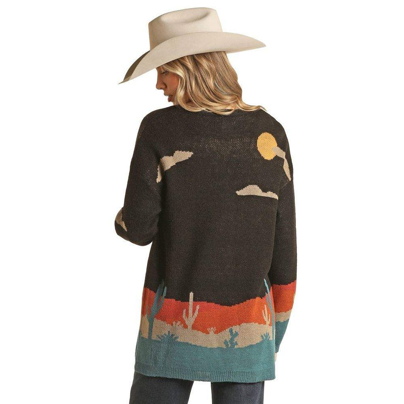 Rock & Roll Denim Women's Scenery Print Knit Cardigan