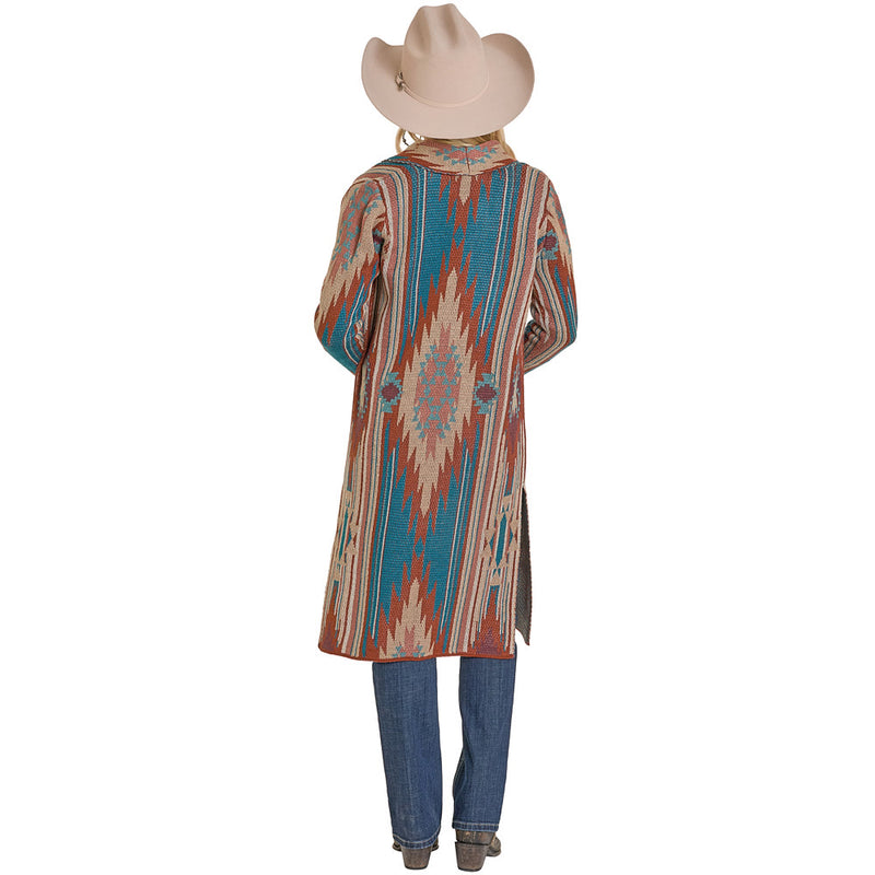 Rock & Roll Denim Women's Teal Aztec Duster