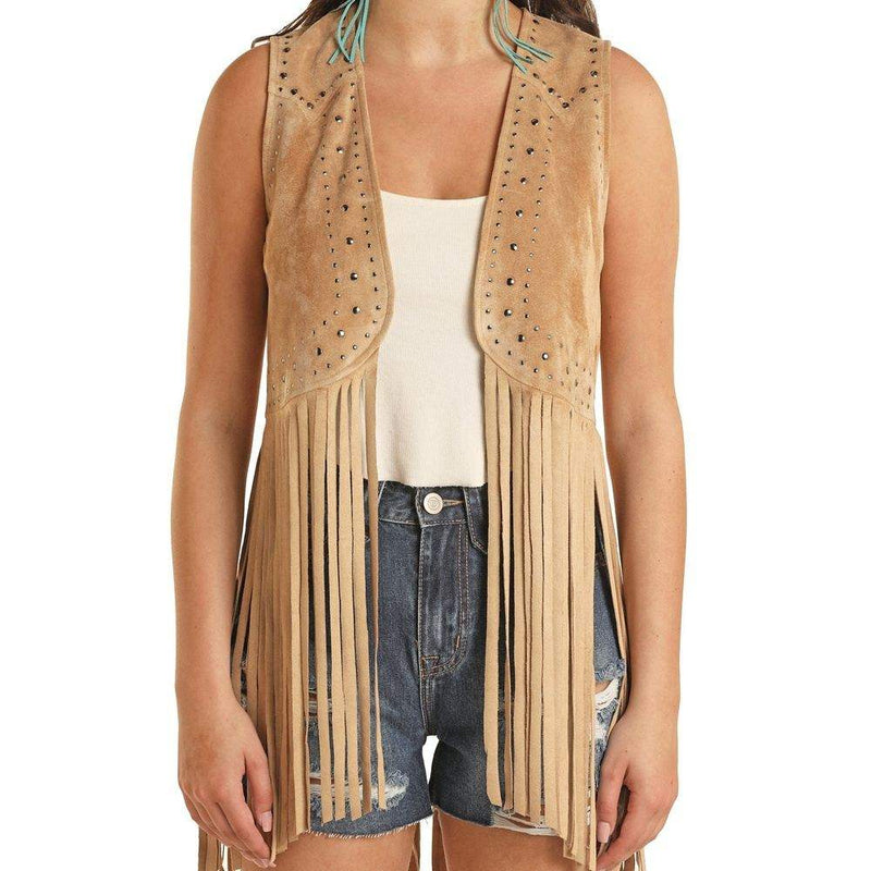 Rock & Roll Denim Women's Studded Fringe Vest