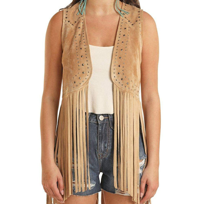 Rock & Roll Denim Women's Studded Fringe Vest