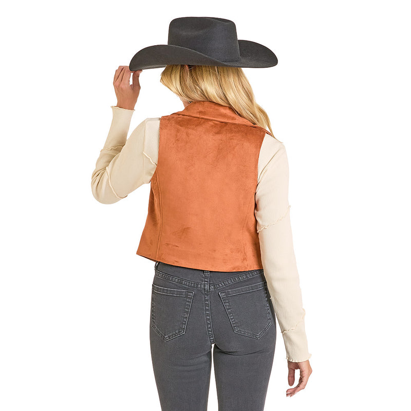Rock & Roll Denim Women's Camel Embroidered Vest