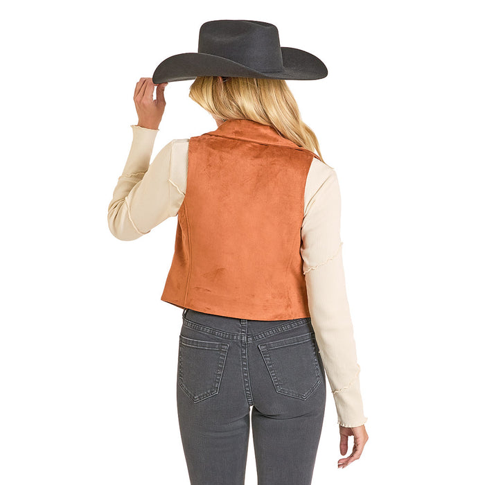 Rock & Roll Denim Women's Camel Embroidered Vest