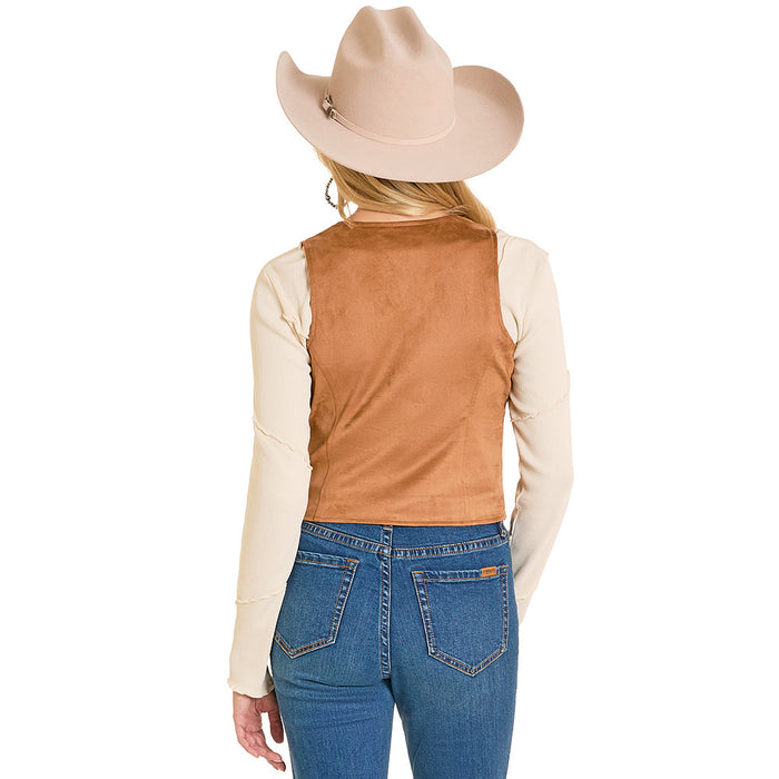Rock & Roll Denim Women's Camel Boot Stitch Microsuede Vest