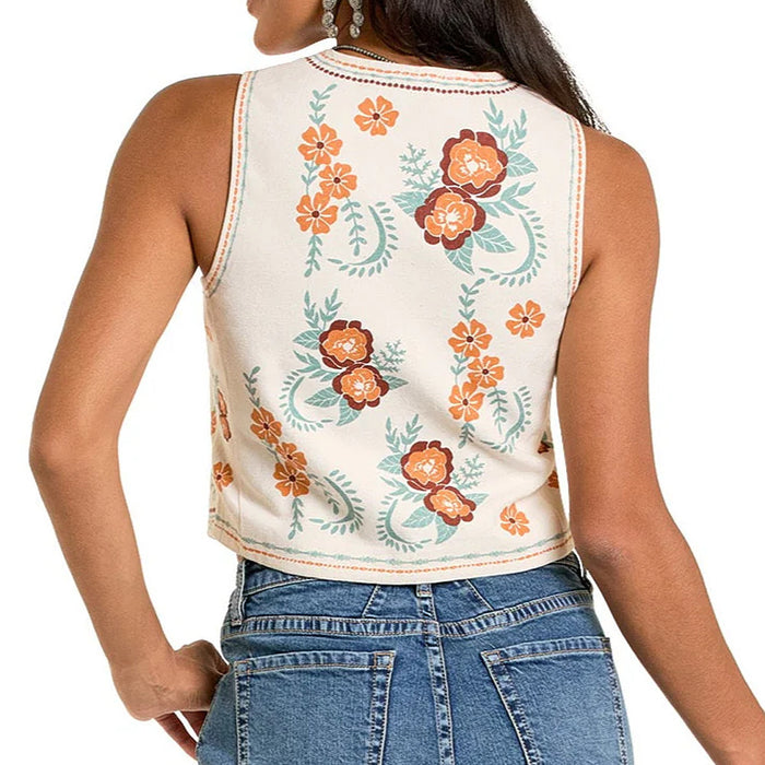 Rock & Roll Denim Women's Floral Print Vest