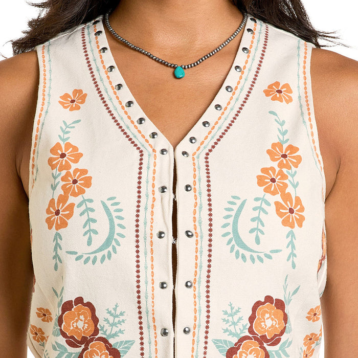 Rock & Roll Denim Women's Floral Print Vest