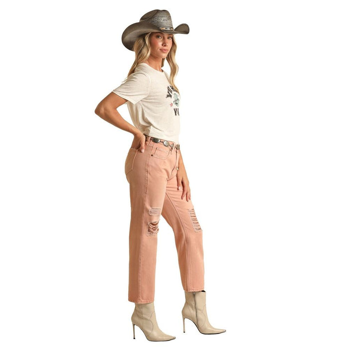 Rock & Roll Denim Women's Pink Crop Jeans