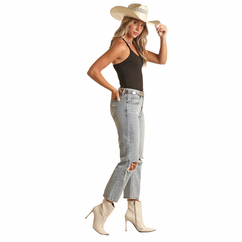 Rock & Roll Denim Women's Vintage Straight Crop Jeans