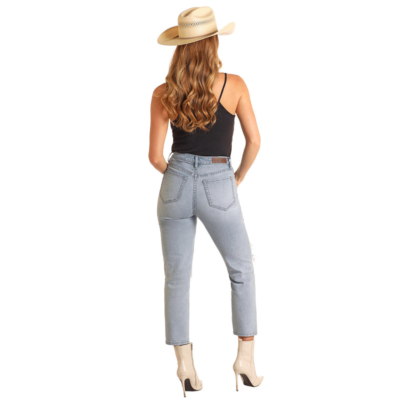 Rock & Roll Denim and High Rise Straight Cropped Jeans