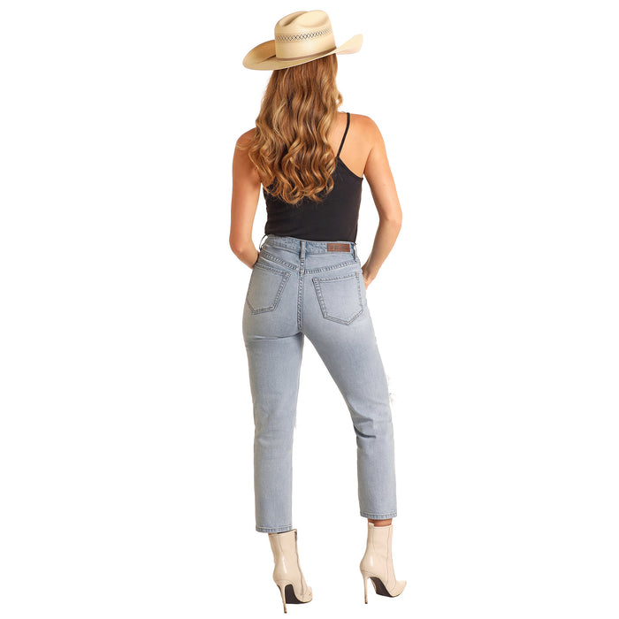 Rock & Roll Denim and High Rise Straight Cropped Jeans