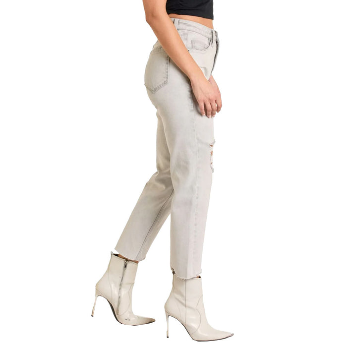 Rock & Roll Denim Women's Grey Straight Cropped