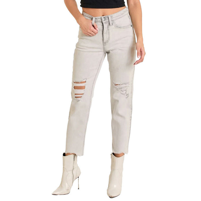 Rock & Roll Denim Women's Grey Straight Cropped