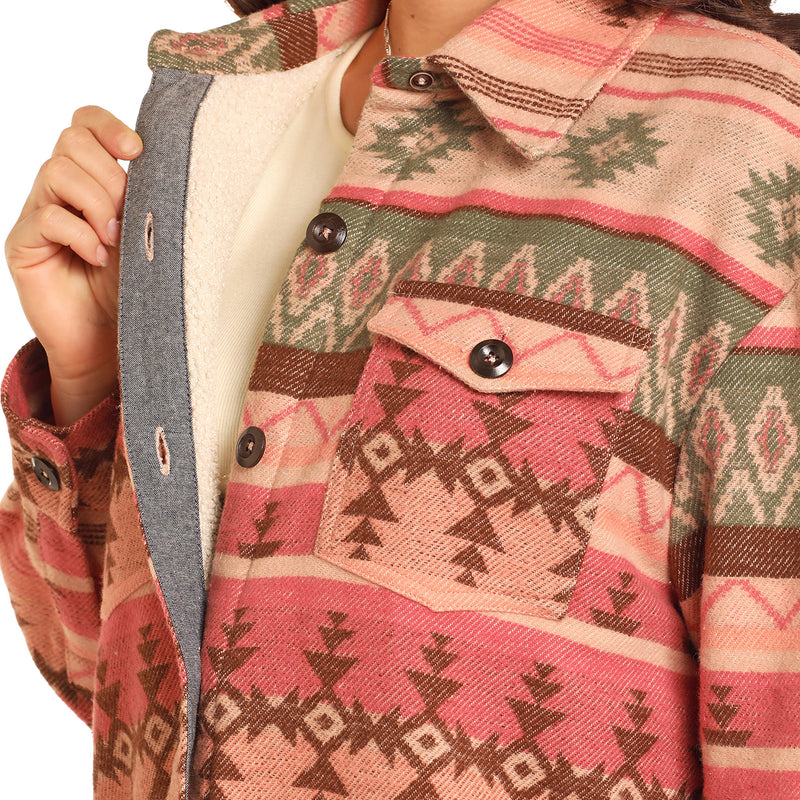 Rock & Roll Denim and Pink Aztec Shacket
