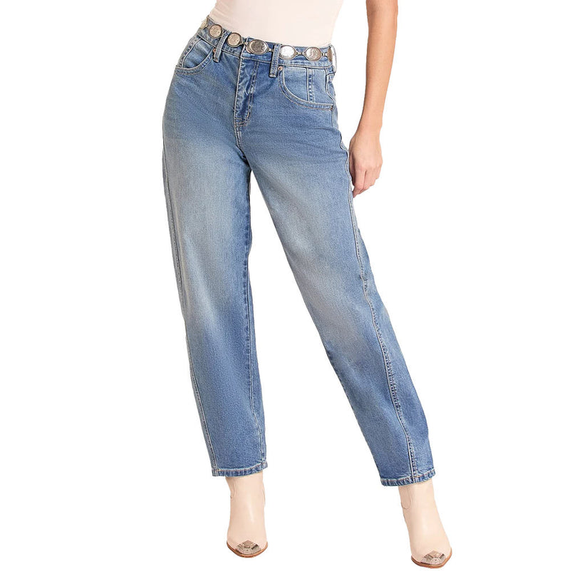 Rock & Roll Denim Women's Medium Vintage Wash Barrel Jeans