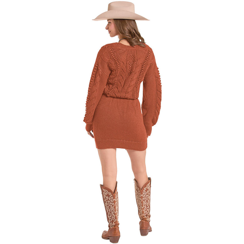 Rock & Roll Denim Women's Rust Sweater Dress