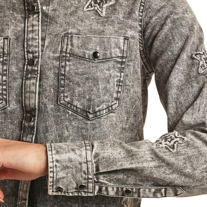 Rock & Roll Denim Womens Stars Snap Shirt