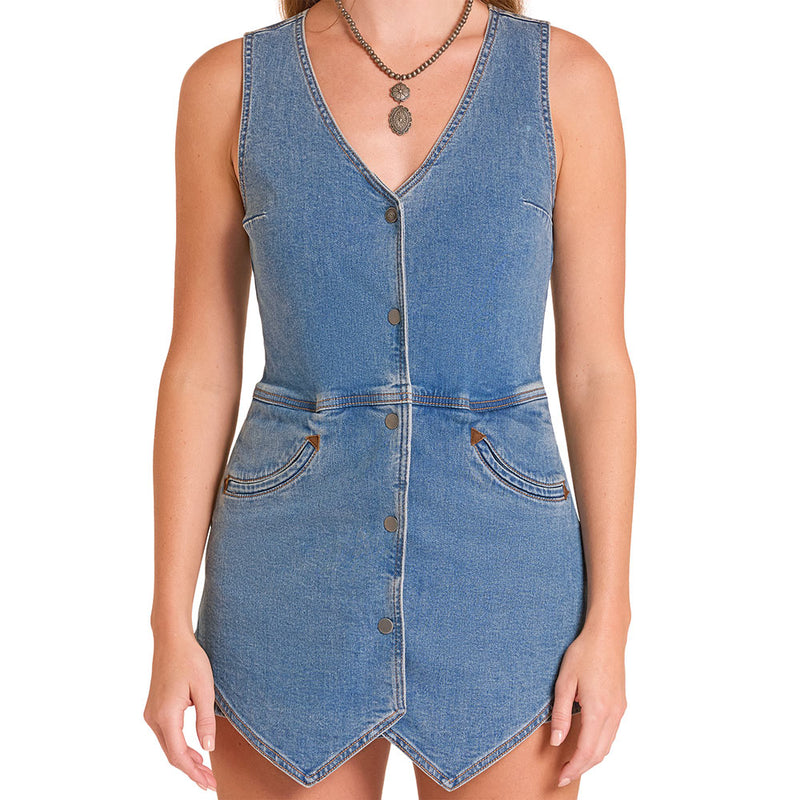 Rock & Roll Denim Women's Sleeveless Vest Romper