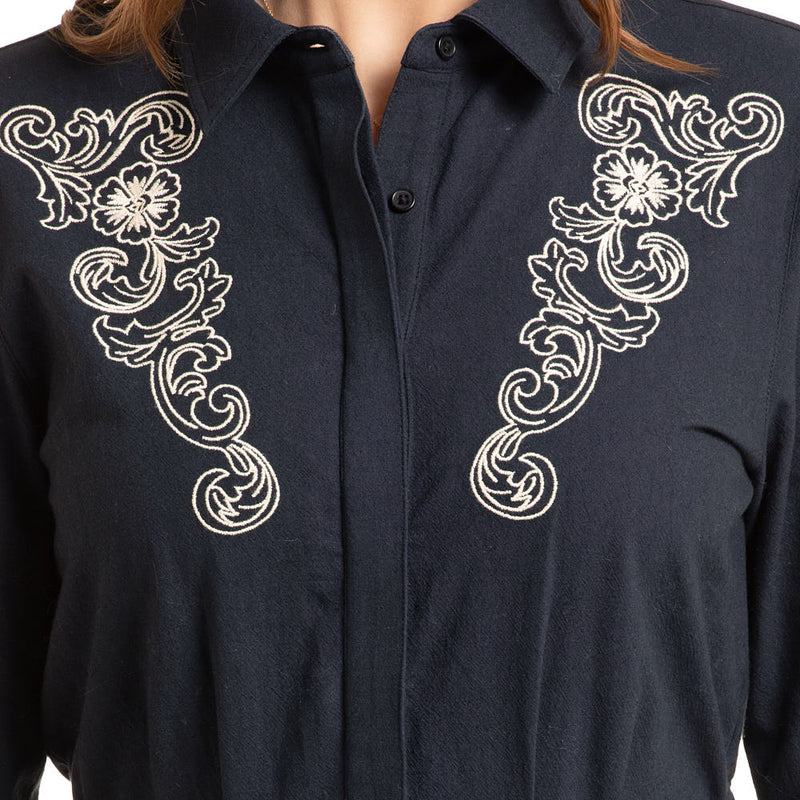 Rock & Roll Denim Women's Black Embroidered Romper