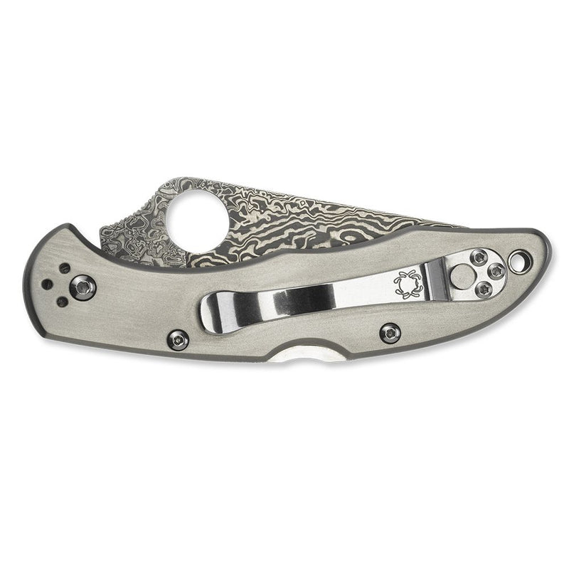 Spyderco Delica 4 Titanium Damascus Pocket Knife