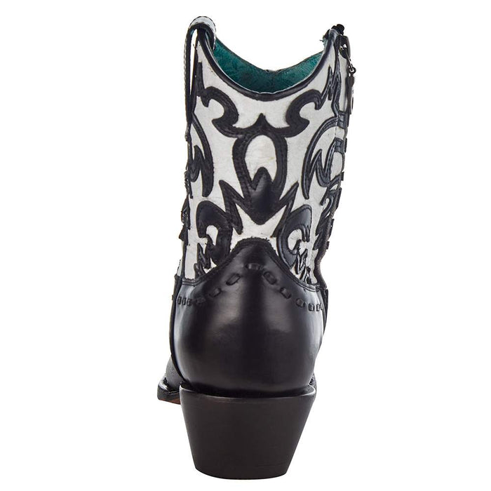 Corral Womens Black/White Overlay Embroidered Bootie