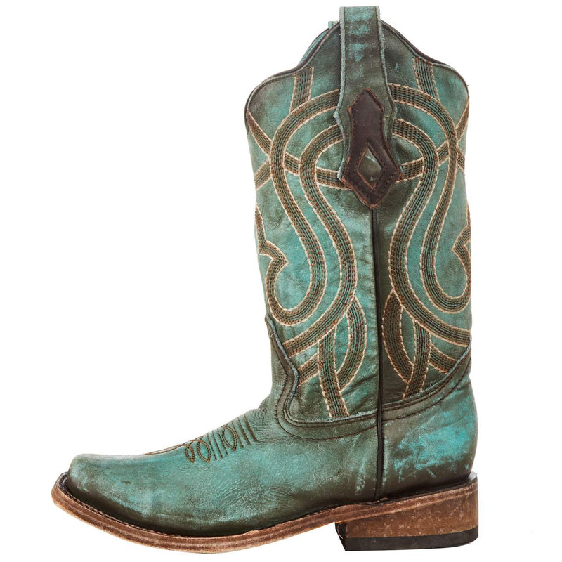 Corral Women`s Turquoise Brown 12in. Square Toe Boot