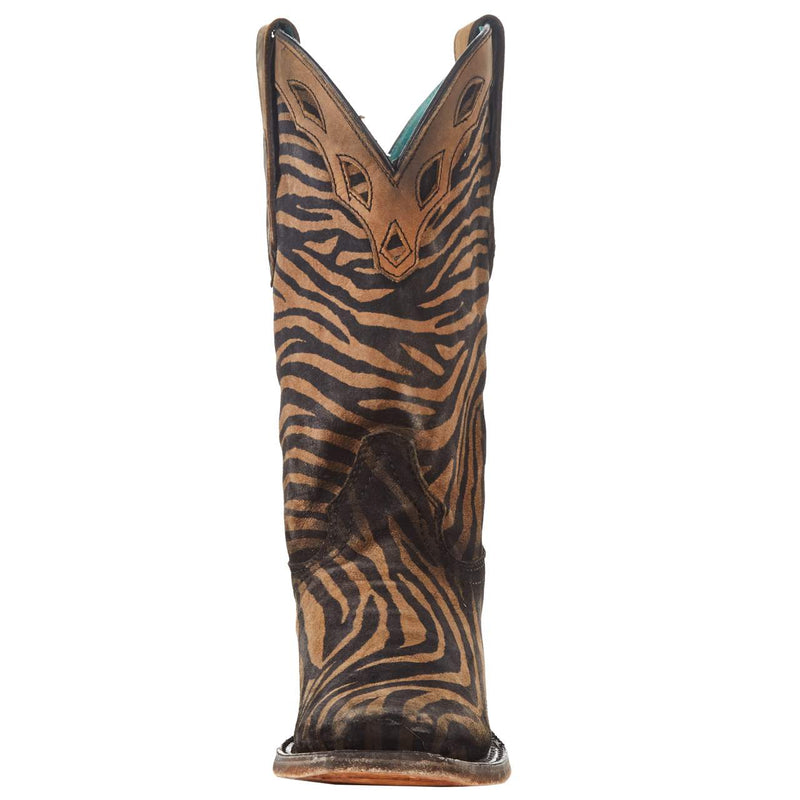 Corral Women`s Black & Brown Zebra Print 11in. Boot