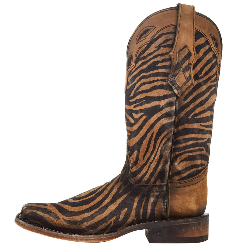 Corral Women`s Black & Brown Zebra Print 11in. Boot