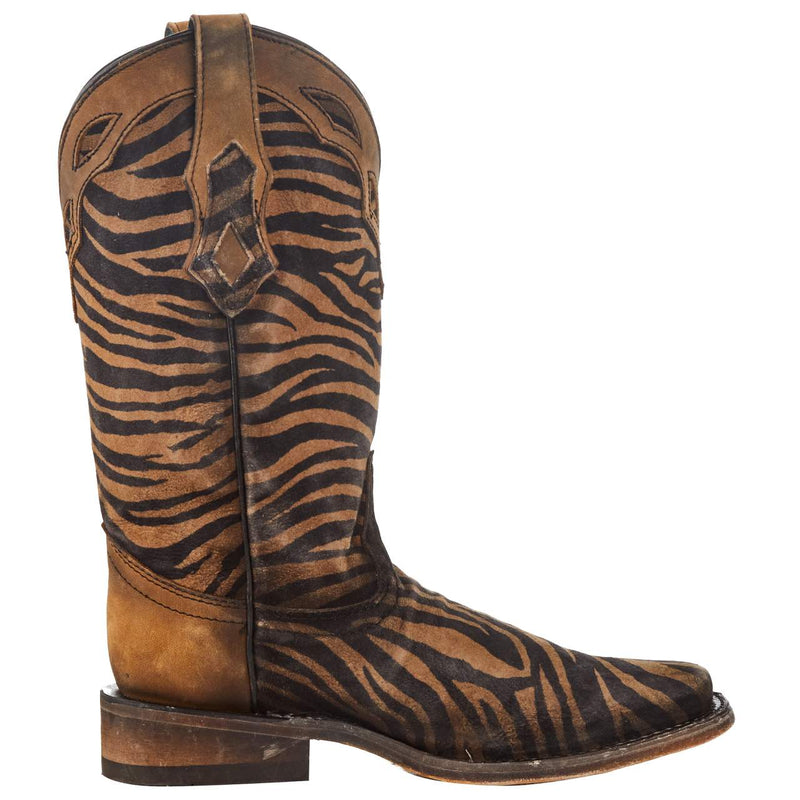 Corral Women`s Black & Brown Zebra Print 11in. Boot