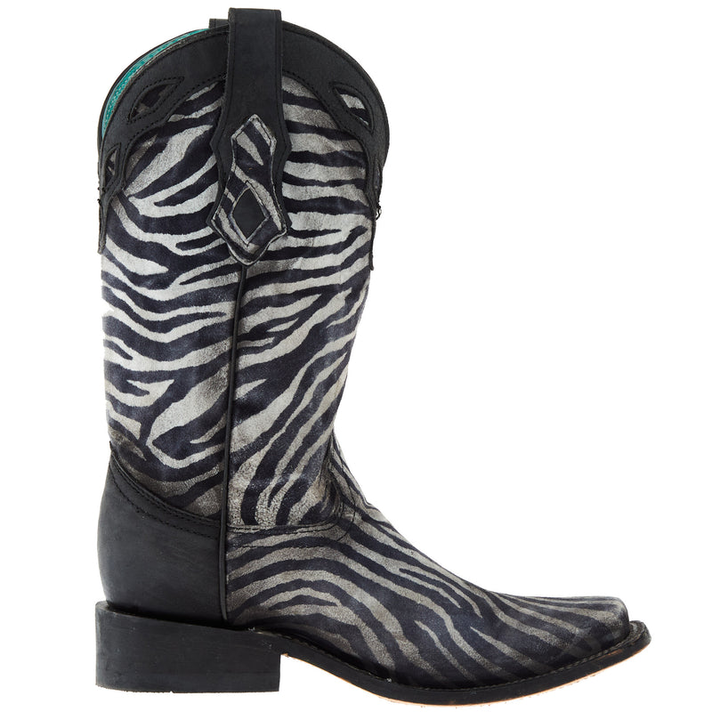 Corral Women`s White Black Zebra Print 11in. top Boot