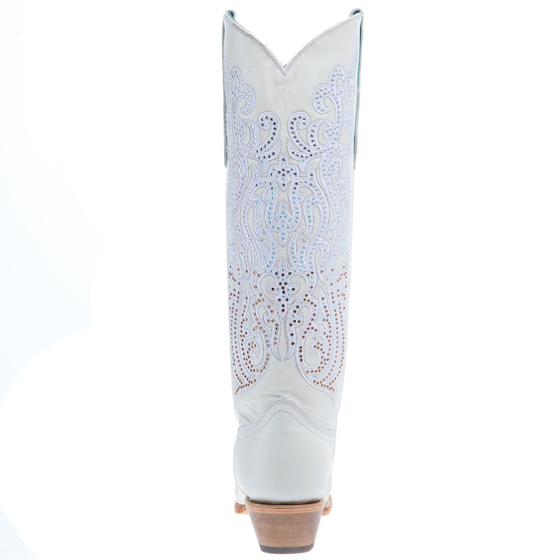 Corral Women`s White Overlay Vamp 16In Crystal White Top Boot