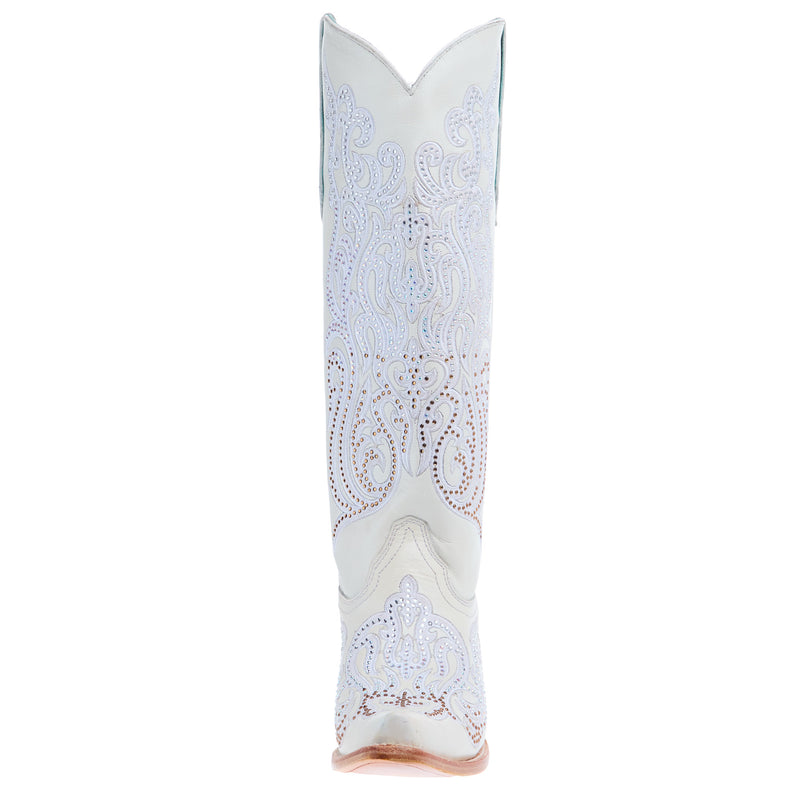 Corral Women`s White Overlay Vamp 16In Crystal White Top Boot
