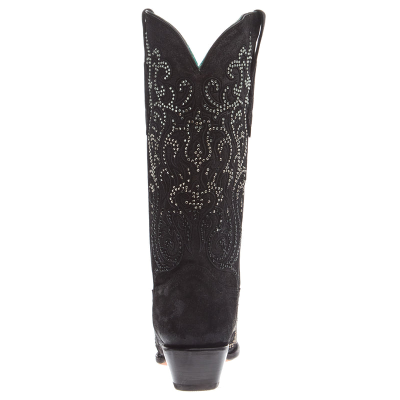 Corral Women`s Black Embroidered with Crystals 13In Top Boot