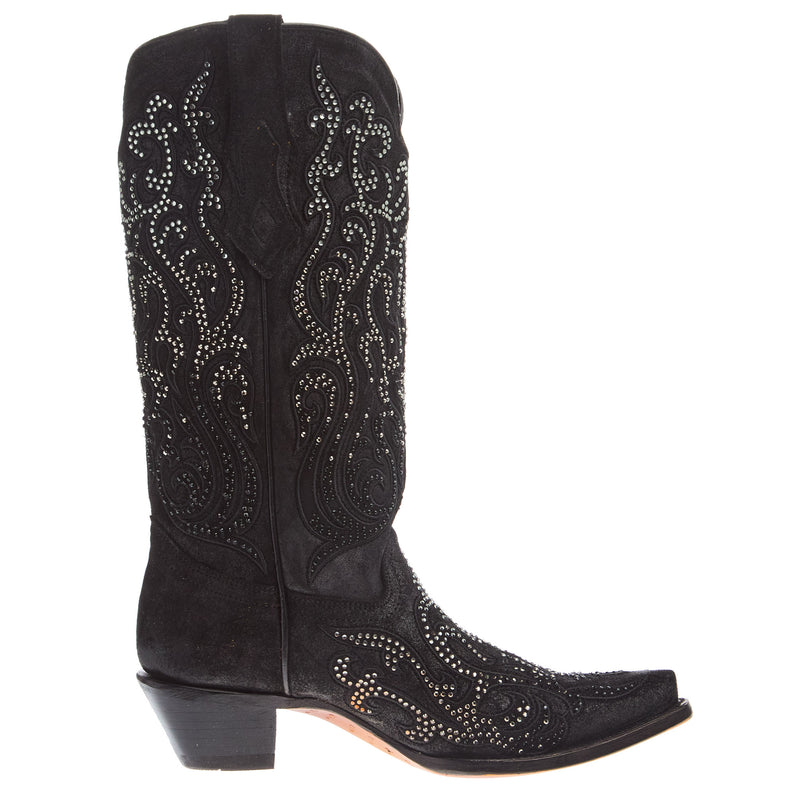 Corral Women`s Black Embroidered with Crystals 13In Top Boot