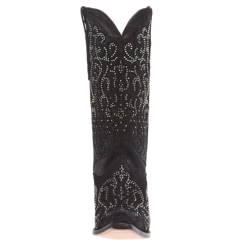 Corral Women`s Black Embroidered with Crystals 13In Top Boot