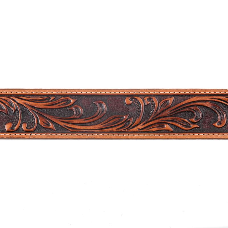 Tony Lama Western Ride Tooled Bronc Buckle Mens Belt 1 1/2in