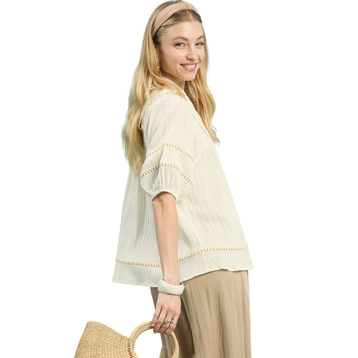 Umgee Usa Inc. Women's Ecru Textured Top