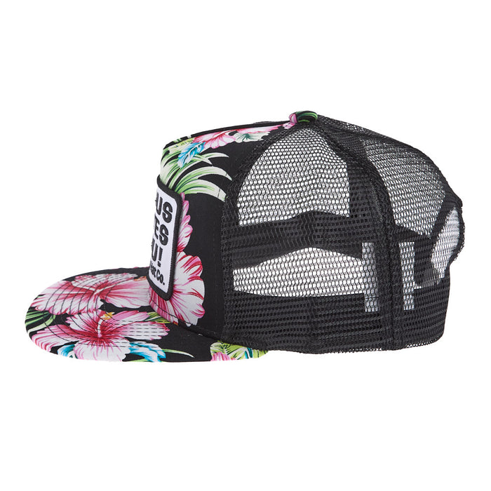 Cactus Alley Hat Co Black Floral Jesus Loves You Cap