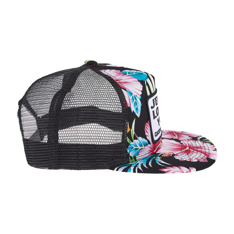 Cactus Alley Hat Co Black Floral Jesus Loves You Cap