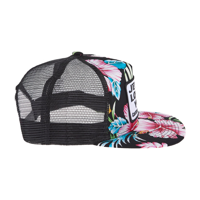 Cactus Alley Hat Co Black Floral Jesus Loves You Cap