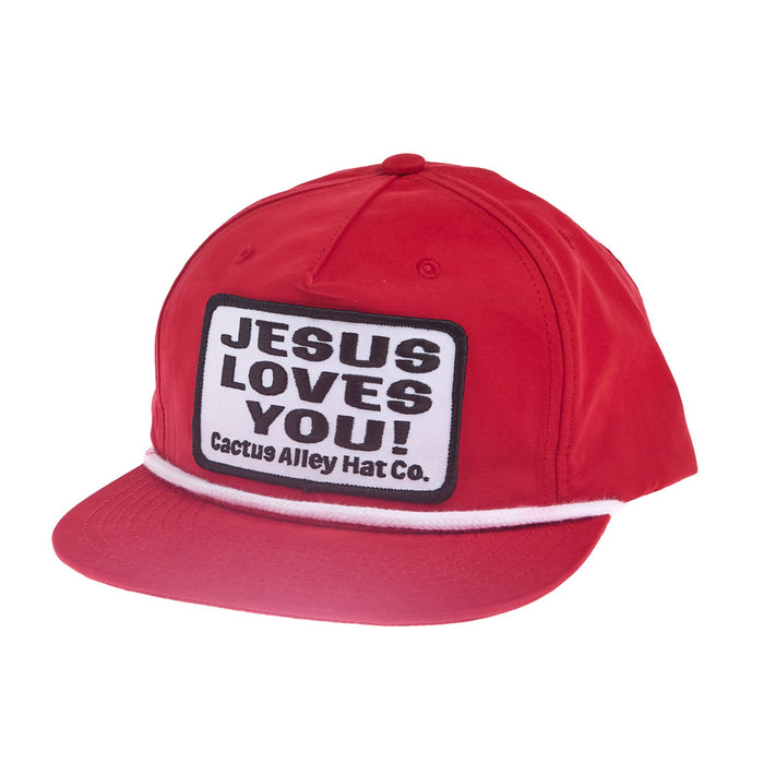 Cactus Alley Hat Co Red & White Jesus Loves You Cap