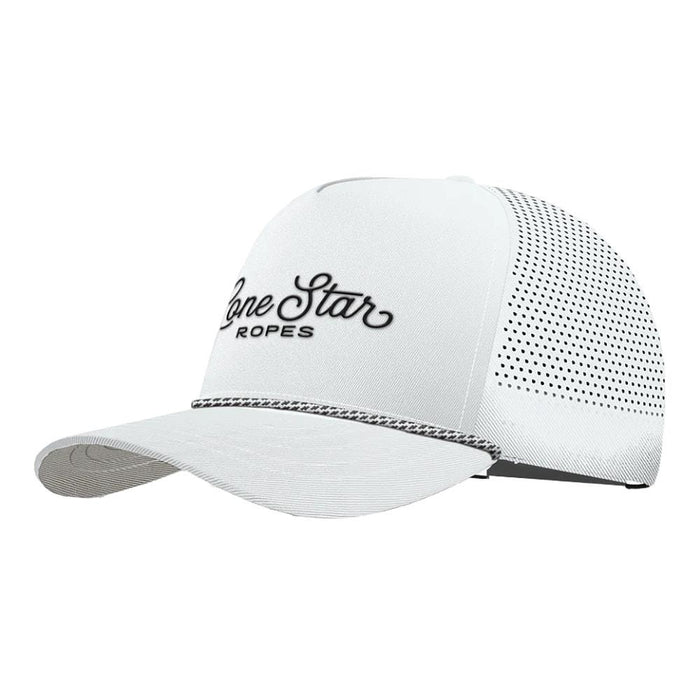 Lone Star Ropes White and Black Church Script Logo Cap