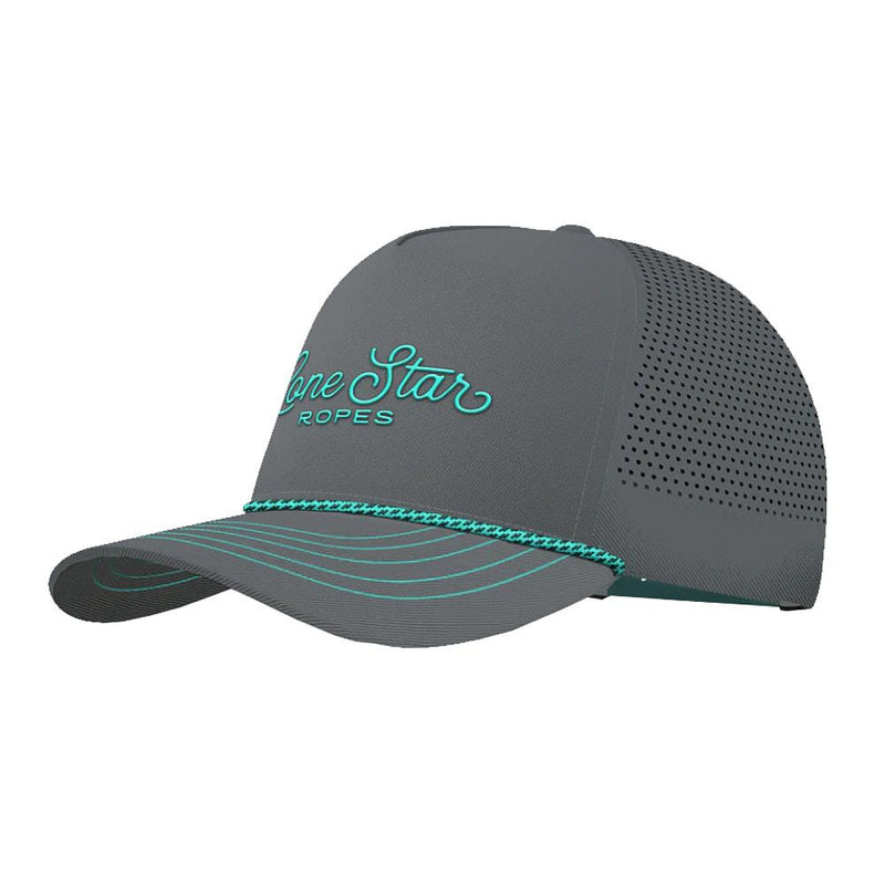Lone Star Ropes Slate Grey and Turquoise Script Logo Cap
